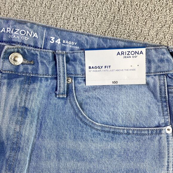 Arizona Jean Co. Denim Shorts 34 Blue Baggy Fit Carpenter Style - Picture 3 of 4